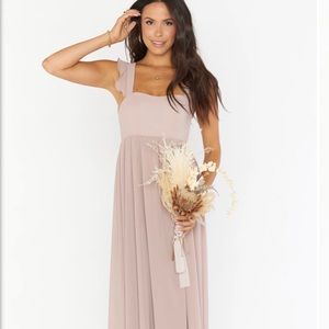 June Maxi Dress in color soft beige chiffon